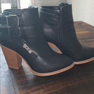 Black womens moto booties